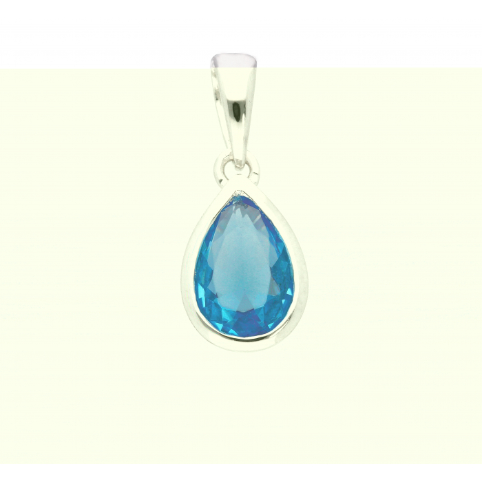 Anhänger aus Silber mit blauem Zirkonia aus massiv 925 Sterlingsilber