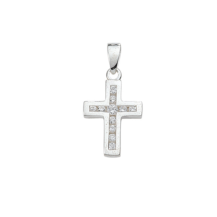 Anhänger Kreuz mit Zirkonia Kettenanhänger aus Silber - massiv 925 Sterlingsilber