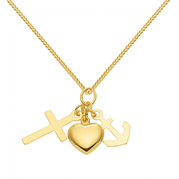 Anhänger Glaube Liebe Hoffnung mit massiver Goldkette 1,1 mm 333-8 Karat Gold Juwelier Qualität