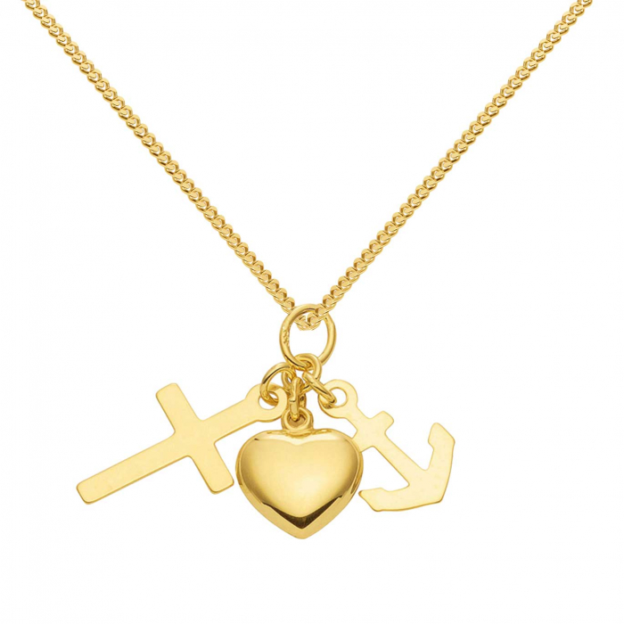 Anhänger Glaube Liebe Hoffnung mit Kette 1,1 mm 333-8 Karat Gold 38 cm