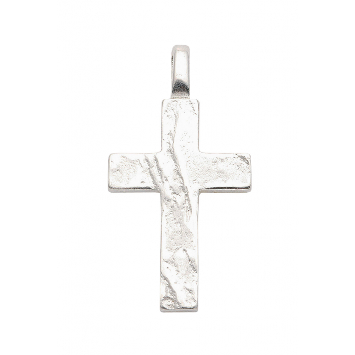 Anhänger Kreuz Kettenanhänger aus Silber gehämmert - massiv 925 Sterlingsilber