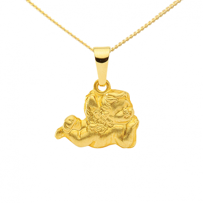 Anhänger  Engel 333 - 8 kt Gelbgold  mit massiver Goldkette