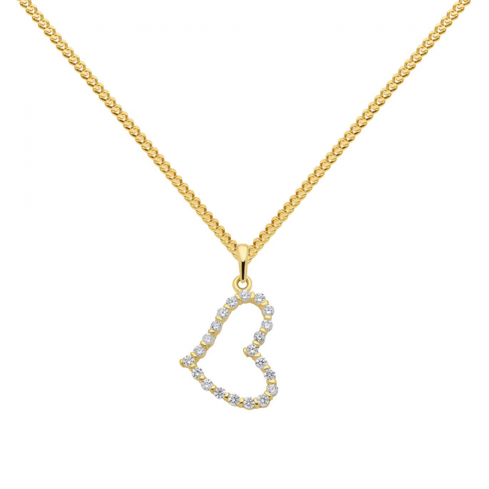 Anhänger Herz mit Zirkonia mit Kette 1,1 mm 333-8 Karat Gold 50 cm