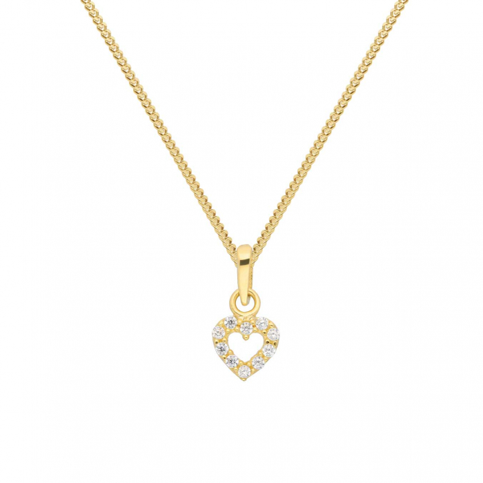 Anhänger Herz mit Zirkonia mit massiver Goldkette 1,1 mm 333-8 Karat Gold Juwelier Qualität