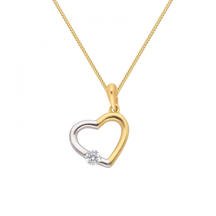 Anhänger Herz mit Zirkonia mit massiver Goldkette 1,1 mm 333-8 Karat Gold Juwelier Qualität
