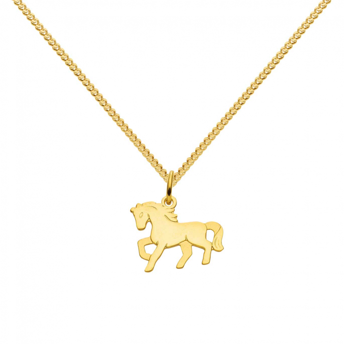 Anhänger Pferd mit massiver Goldkette 1,1 mm 333-8 Karat Gold 50 cm