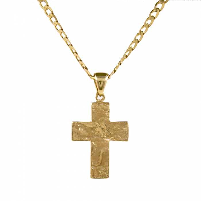 Anhänger Kreuz gehämmert mit massiver Goldkette 2,6 mm 50 cm