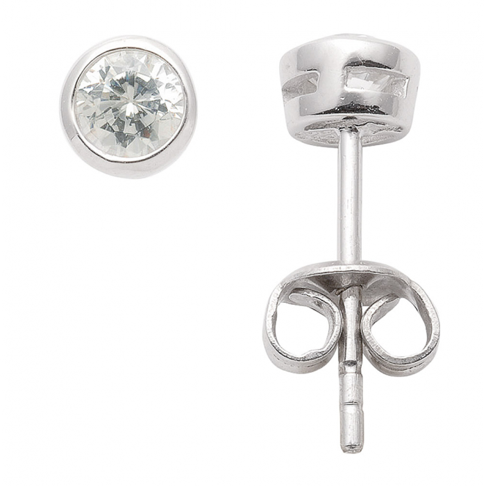 Ohrstecker Zargenfassung Zirkonia 925 Silber rhodiniert