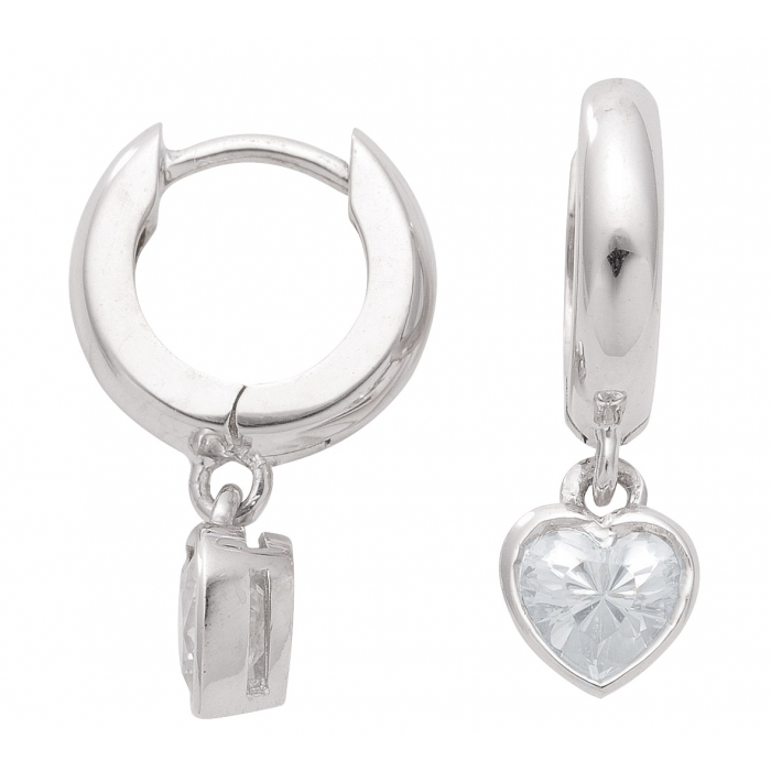 Creolen Herz Zirkonia 925 Silber rhodiniert