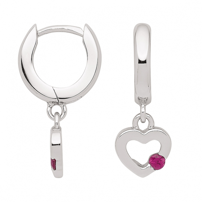 Sortiment Creolen Anhänger Herz Zirkonia farbig pink 925 Silber rhodiniert
