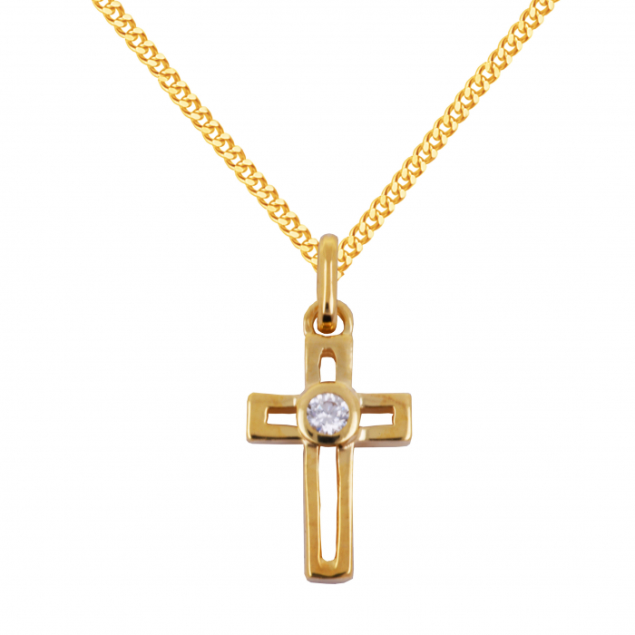 Anhänger Kreuz 333 Gold mit Zirkonia Stein 333 8K Gold mit  Goldkette