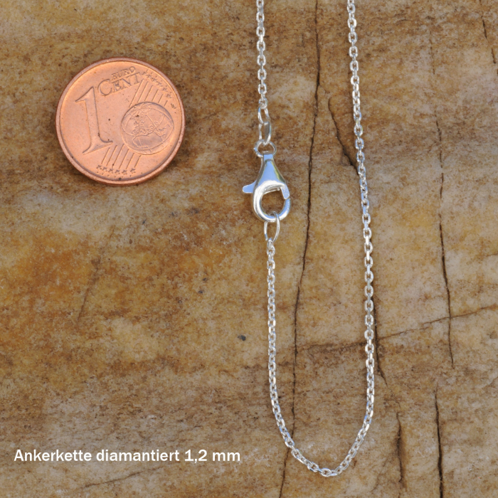 1,2 mm 40 cm 925 Sterlingsilber Ankerkette diamantiert massiv Silber hochwertige Halskette 1,6 g