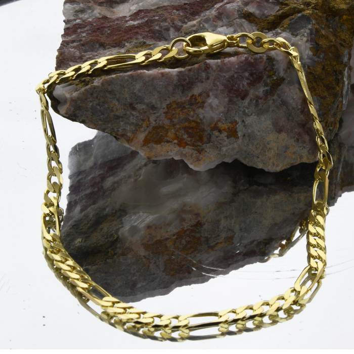 Goldkette Figarokette Länge 21cm - Breite 3,4mm - 333-8 Karat Gold