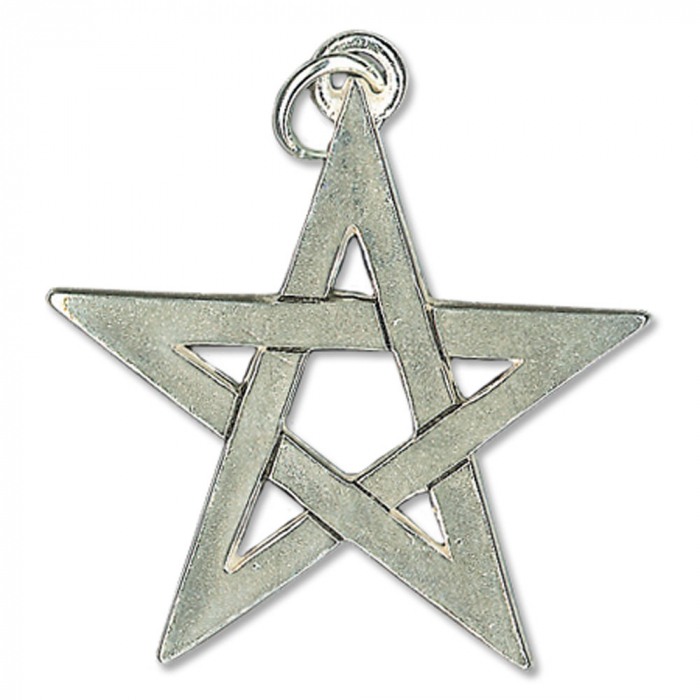 Offenes Pentagramm Schmuck Anhänger 925er Silber - Pentagramm 23x25mm + Halsband