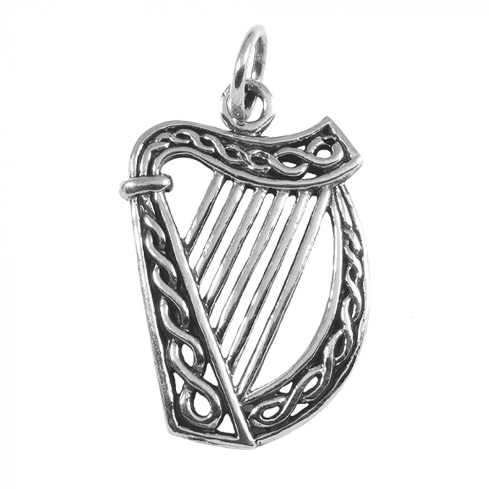 Keltische Irische Harfe Schmuck Anhänger 925er Silber klein Irish Harp 23x13mm