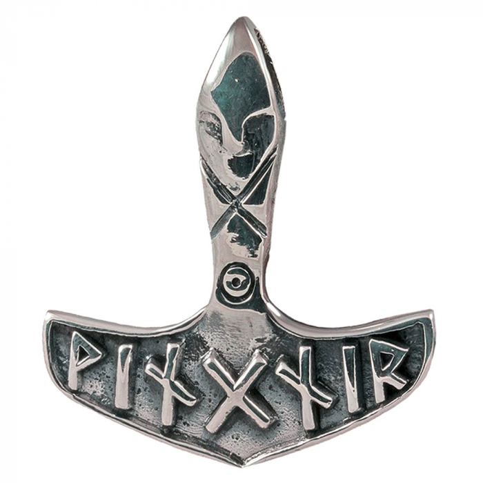 Thorhammer Vingnir Runen Anhänger 925er Silber Wikinger Viking Thor Hammer