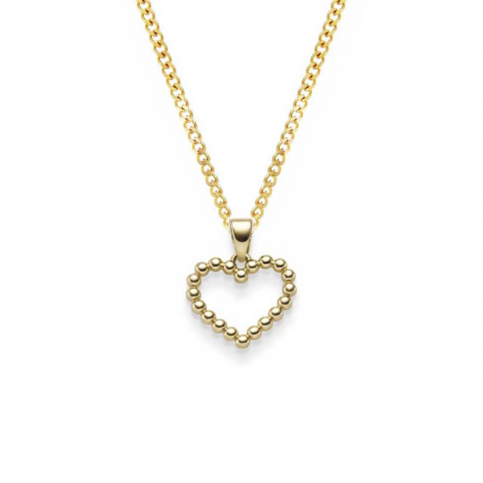 Anhänger Herz 585 Kügelchen 14 Karat Gold mit massiver Goldkette 1,1 mm 585-14 Karat Gold Juwelier Qualität