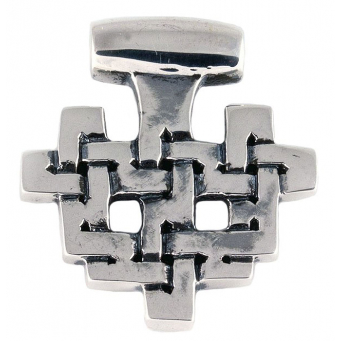 Wikinger Anhänger Haithabu 925er Silber Knotenmuster Kreuz 2,8cm