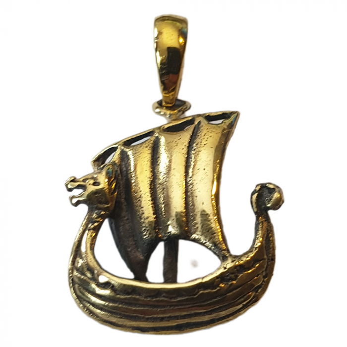 Bronzeanhänger Wikingerboot Wikingerschiff klein Schmuck Viking Durchmesser 17mm
