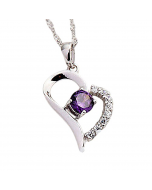 29.95 Herz Anhänger violetter Zirkonia Crystal mit Singapurkette 925 Silber 970-YDZT-0034-violett Herz Anhänger aus Silber