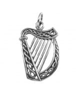 Keltische Irische Harfe Anhänger groß Schmuck 925er Silber Irish Harp 30x17mm